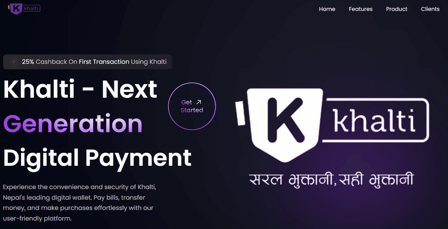 Khalti Landing Page